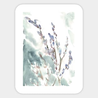 pussy willows botanical watercolor Sticker